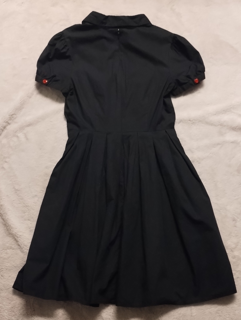 ❤️ Hell Bunny Black Midi Dress with Red Heart Embroidery ❤️ - Picture 5 of 6